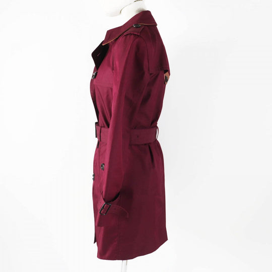 COACH trench coat F34025 Outer material: 68% cotton, Outer material: 32% polyester, Lining: 100% polyester, Leather part: cowhide wine-red Women XS Used Authentic