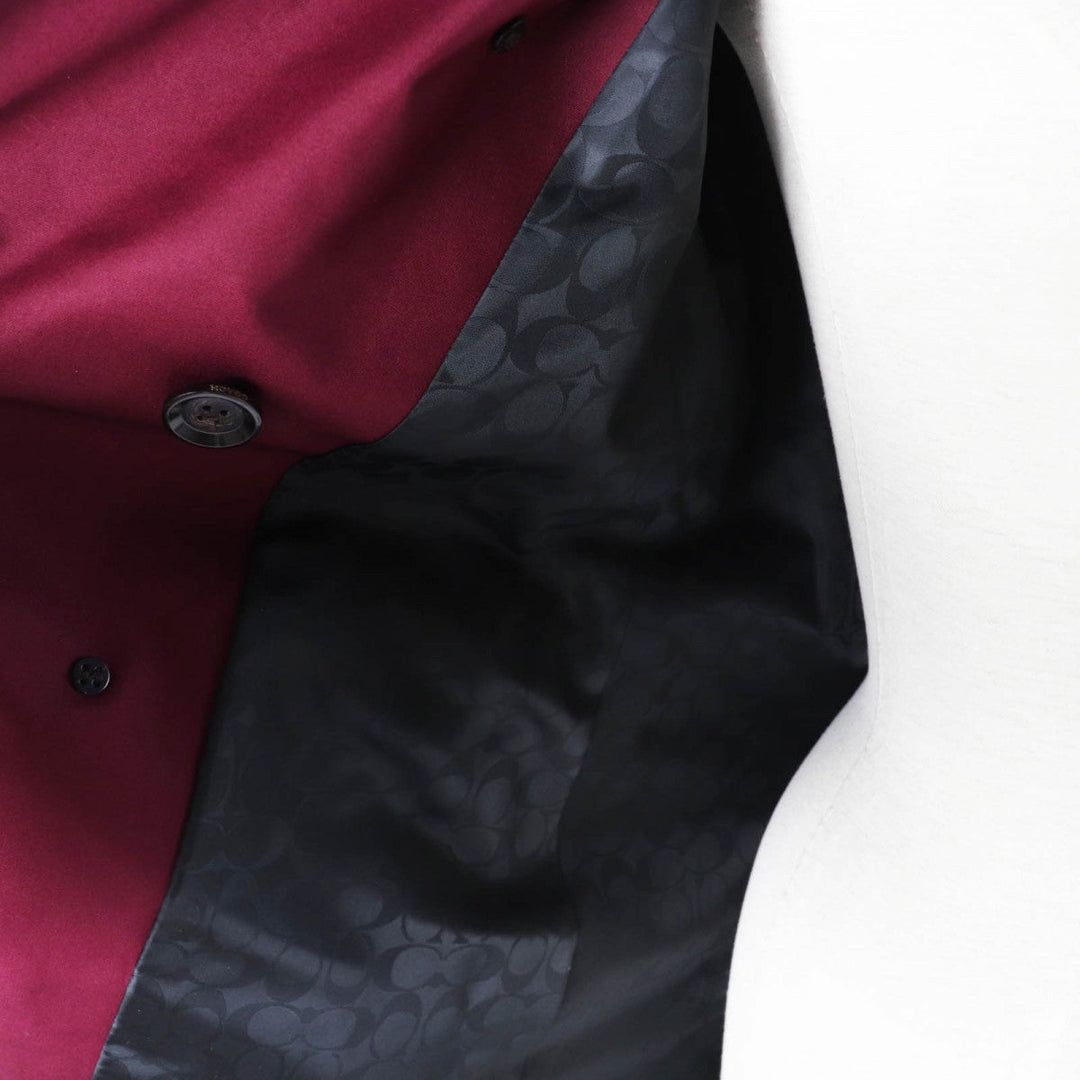 COACH trench coat F34025 Outer material: 68% cotton, Outer material: 32% polyester, Lining: 100% polyester, Leather part: cowhide wine-red Women XS Used Authentic