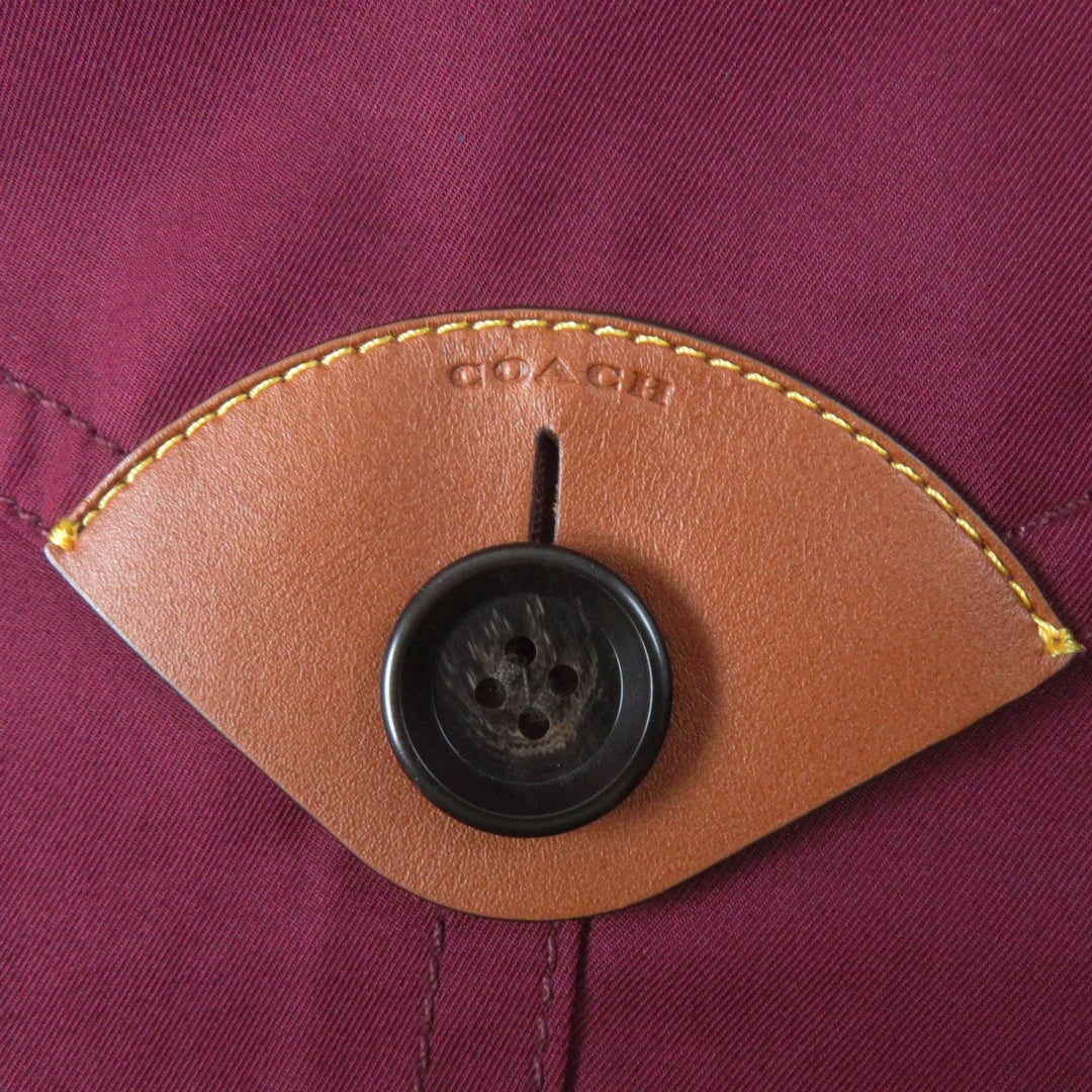 COACH trench coat F34025 Outer material: 68% cotton, Outer material: 32% polyester, Lining: 100% polyester, Leather part: cowhide wine-red Women XS Used Authentic