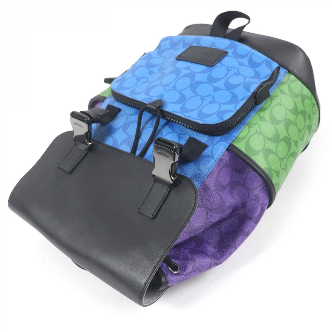 COACH Backpack C9837 Main: Leather multicolor Track Backpack In Blocked Signature Canvas mens Used Authentic