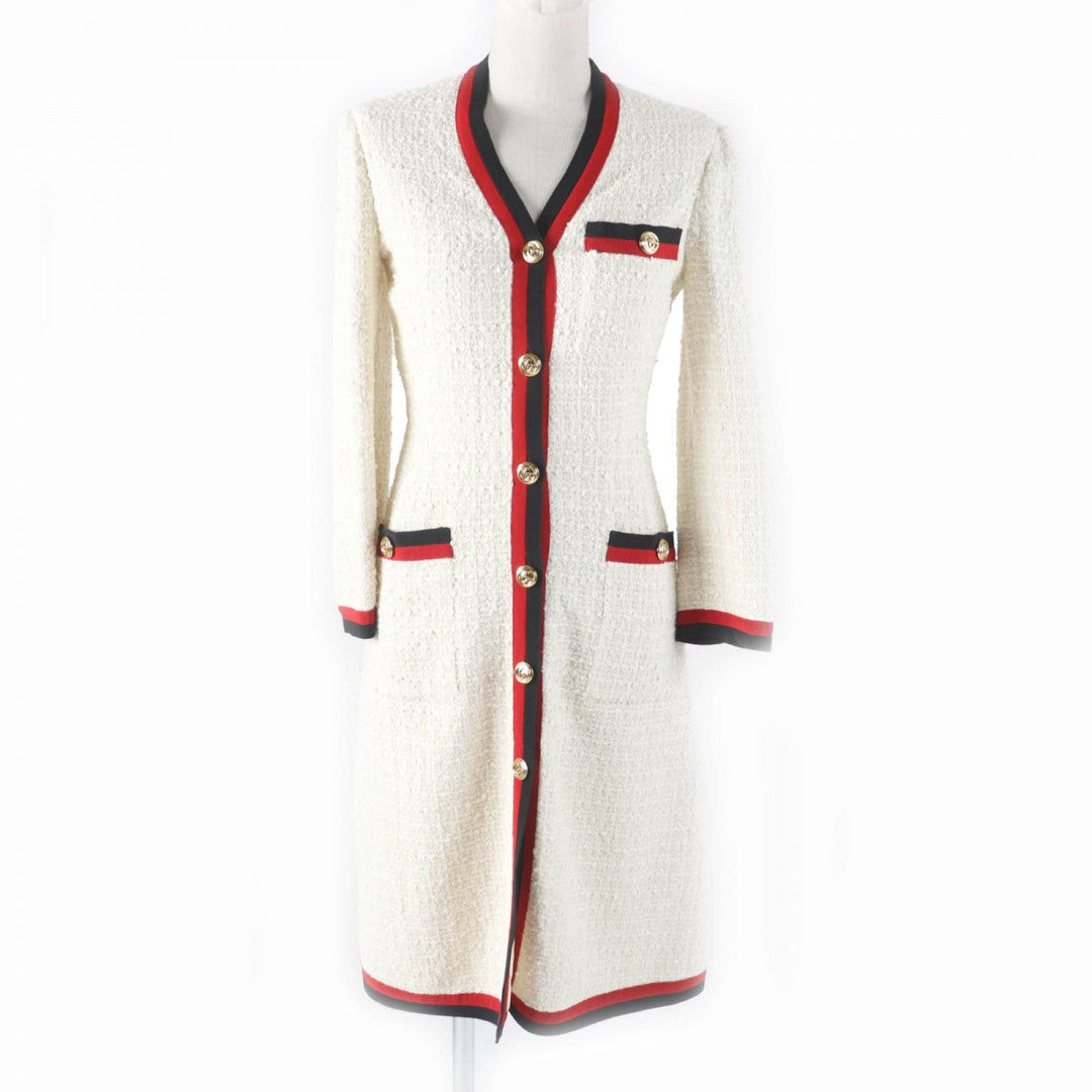 GUCCI one piece 551562 Outer material: 84% cotton, Outer material: 14% rayon, Outer material: 2% nylon, Part: 50% cotton, Part: 50% rayon off white Women 36 Used Authentic