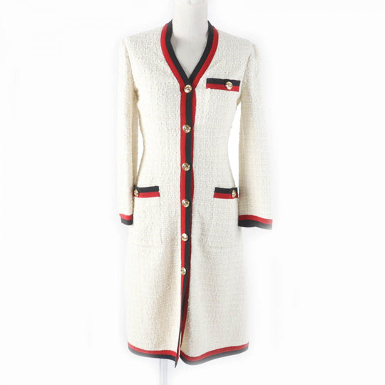GUCCI one piece 551562 Outer material: 84% cotton, Outer material: 14% rayon, Outer material: 2% nylon, Part: 50% cotton, Part: 50% rayon off white Women 36 Used Authentic