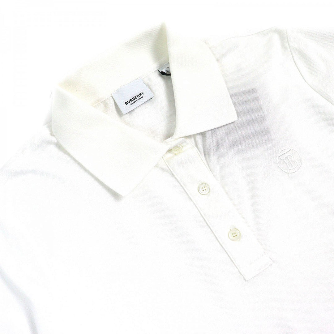 BURBERRY Short sleeve polo shirt 8049382 Main: 100% cotton, some parts: 97% cotton, some parts: 3% elastane white Women L Used Authentic