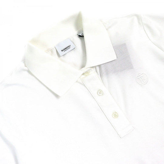 BURBERRY Short sleeve polo shirt 8049382 Main: 100% cotton, some parts: 97% cotton, some parts: 3% elastane white Women L Used Authentic