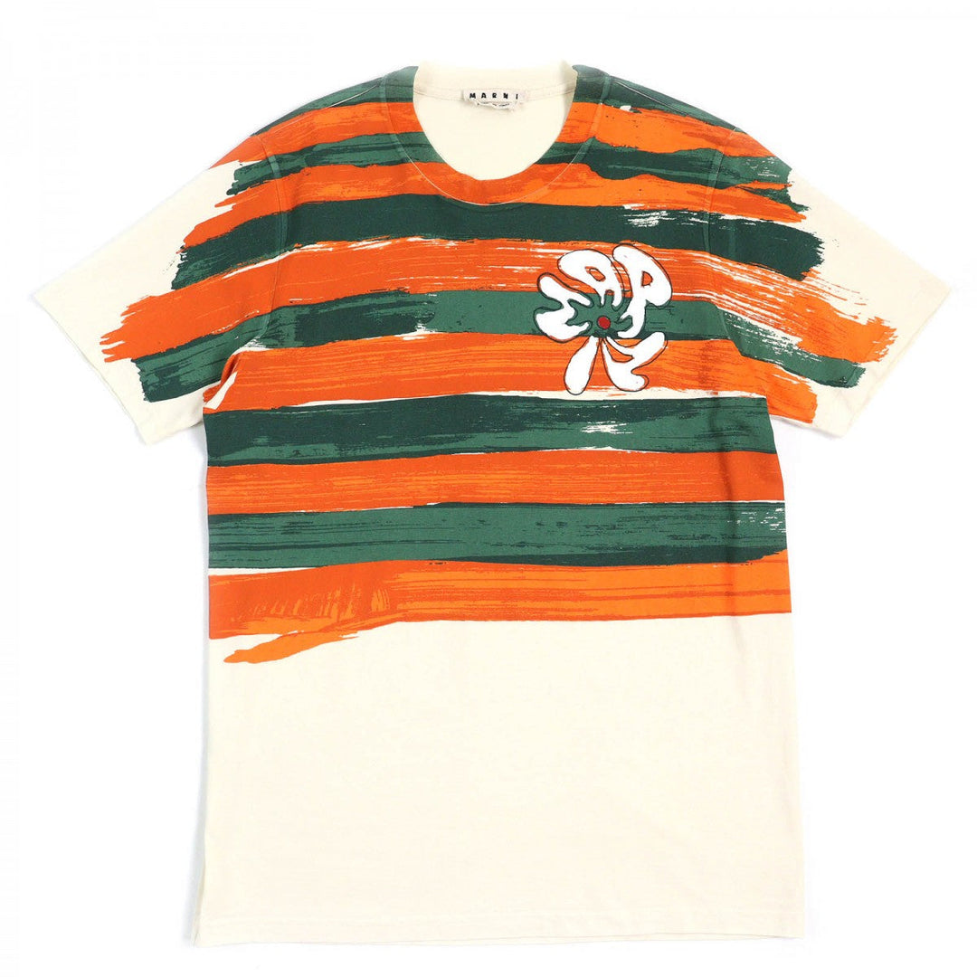 MARNI Short sleeve T-shirt HUMU0222P0 Main: 100% cotton, Part: 100% cotton Ivory Orange Green mens 48 Used Authentic