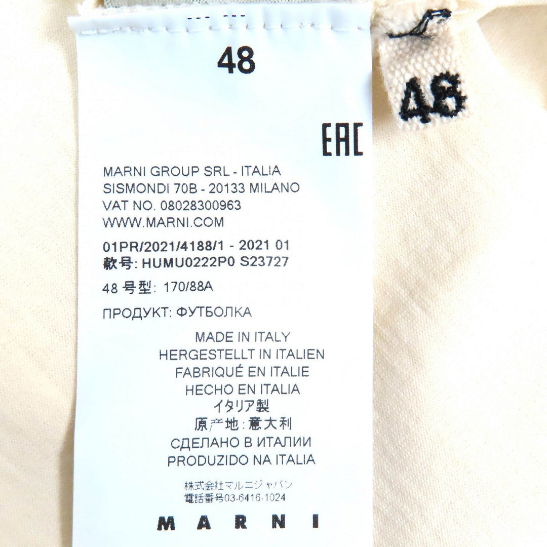 MARNI Short sleeve T-shirt HUMU0222P0 Main: 100% cotton, Part: 100% cotton Ivory Orange Green mens 48 Used Authentic