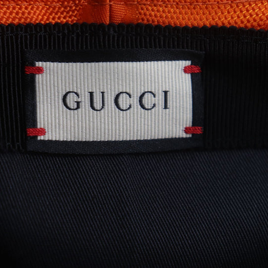 GUCCI hat 627115 Outer: 100% nylon, Lining: 100% cotton, Part: 50% rayon, Part: 50% cotton, Leather part: cowhide Orange black Off The Grid mens M Used Authentic