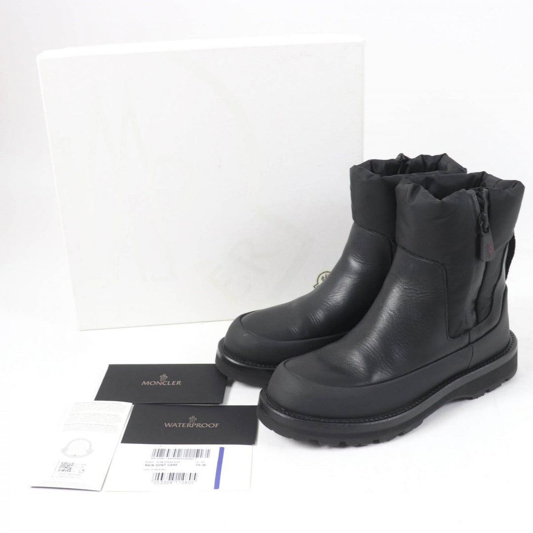 MONCLER boots leather black RAIN DONT CARE 36