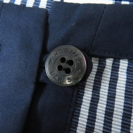 HERMES one piece cotton Navy white 34