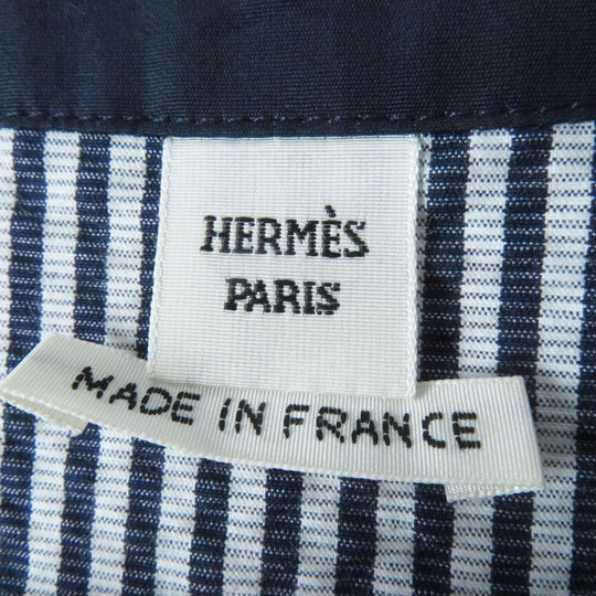 HERMES one piece cotton Navy white 34
