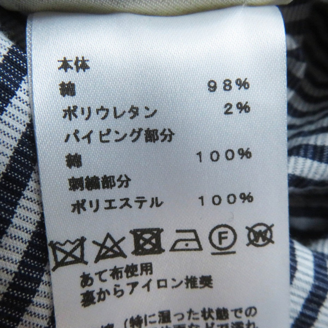 HERMES one piece cotton Navy white 34