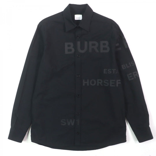 BURBERRY Long sleeve shirt 8029347 Main: 100% cotton black Horse ferry print mens S Used Authentic