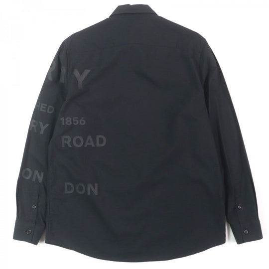 BURBERRY Long sleeve shirt 8029347 Main: 100% cotton black Horse ferry print mens S Used Authentic