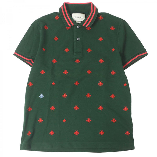 GUCCI Short sleeve polo shirt 431039 Main: 93% cotton, Main: 7% polyurethane, Part: 100% cotton, Part: 100% polyester green mens S Used Authentic