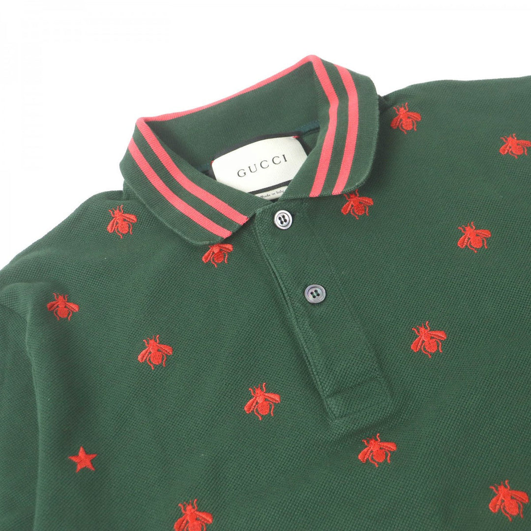 GUCCI Short sleeve polo shirt 431039 Main: 93% cotton, Main: 7% polyurethane, Part: 100% cotton, Part: 100% polyester green mens S Used Authentic