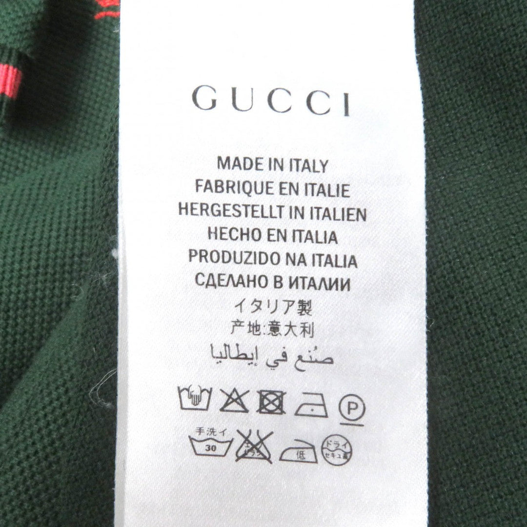 GUCCI Short sleeve polo shirt 431039 Main: 93% cotton, Main: 7% polyurethane, Part: 100% cotton, Part: 100% polyester green mens S Used Authentic