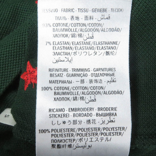 GUCCI Short sleeve polo shirt 431039 Main: 93% cotton, Main: 7% polyurethane, Part: 100% cotton, Part: 100% polyester green mens S Used Authentic