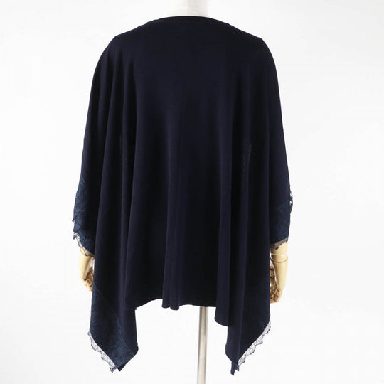 VALENTINO knit Main: 100% wool, Part: 100% silk Dark navy Women L Used Authentic
