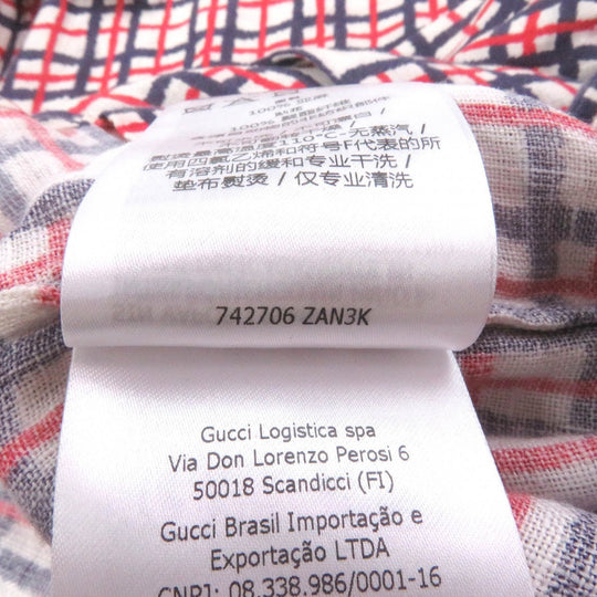 GUCCI Short sleeve shirt 742706 Main: 100% linen, some parts: 100% polyester Red navy mens 48 Used Authentic