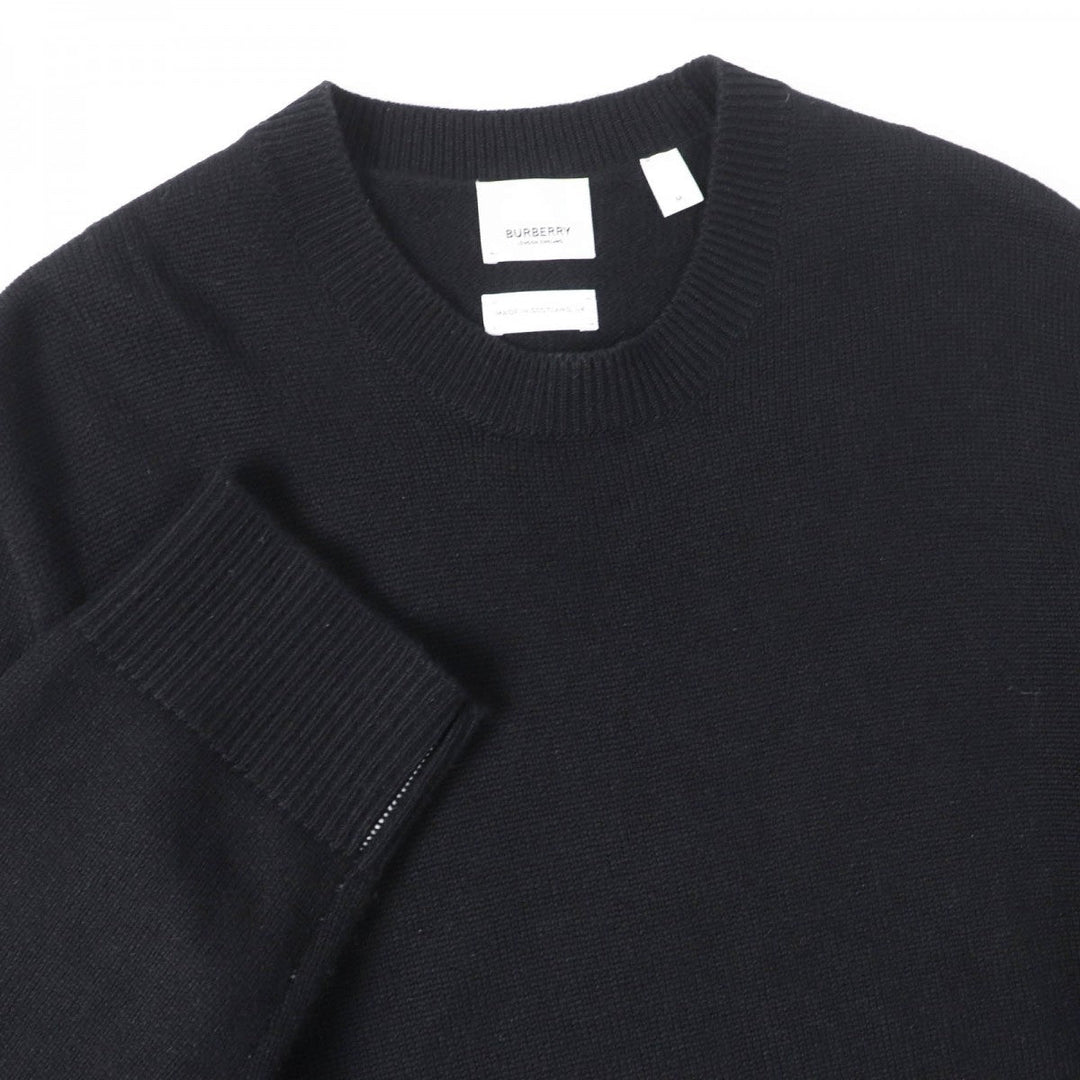 BURBERRY knit 8072111 Main: 100% cashmere, Part: 100% cotton black mens M Used Authentic