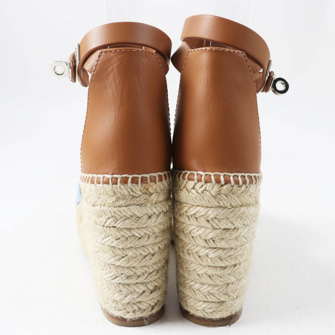 HERMES Sandals Main: Denim, Part: Leather Light Blue Natural TIVOLI Women 37 Used Authentic