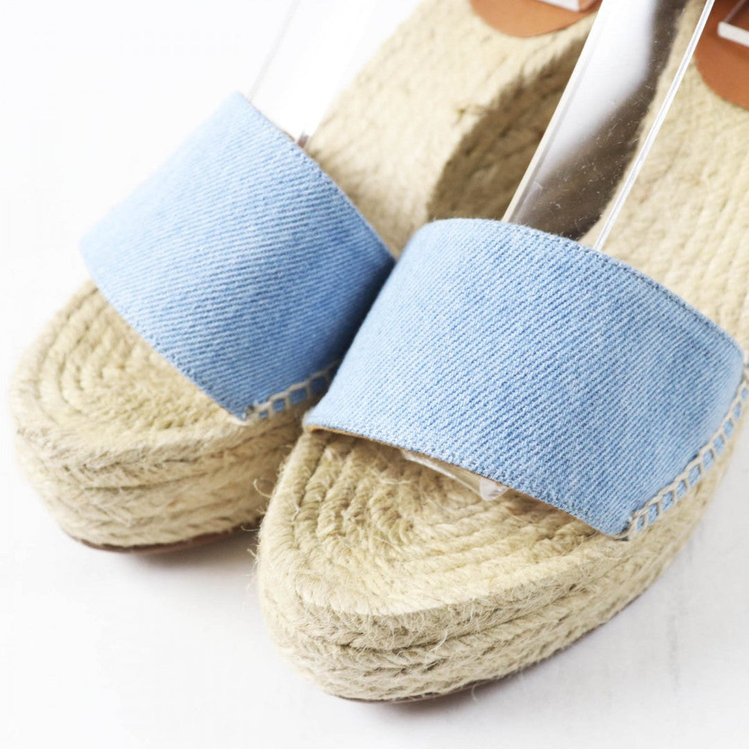 HERMES Sandals Main: Denim, Part: Leather Light Blue Natural TIVOLI Women 37 Used Authentic