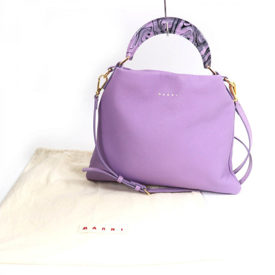 MARNI Shoulder Bag Main: Leather purple Venice small bag Women Used Authentic