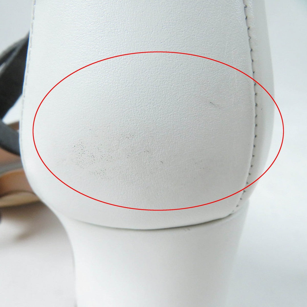 HERMES Sandals Main: Leather Brown black white Money Women 36.5 Used Authentic