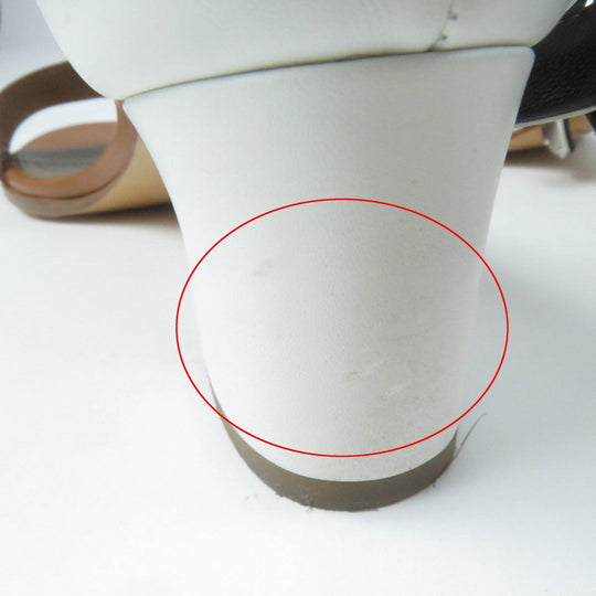 HERMES Sandals Main: Leather Brown black white Money Women 36.5 Used Authentic