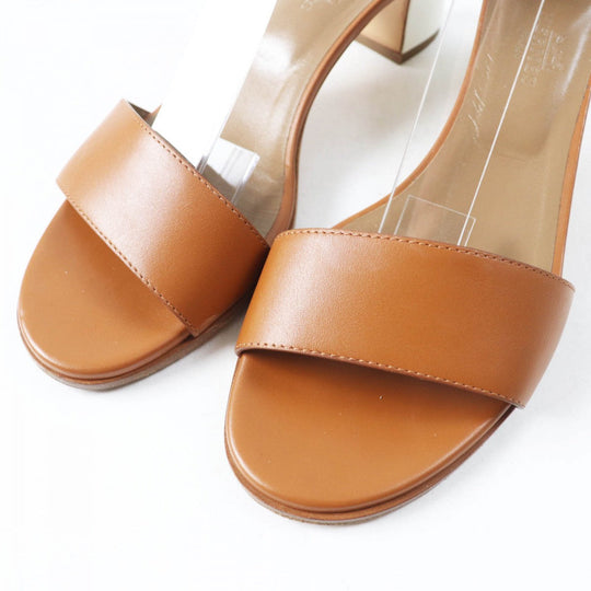 HERMES Sandals Main: Leather Brown black white Money Women 36.5 Used Authentic