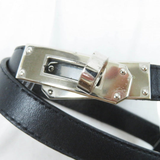 HERMES Sandals Main: Leather Brown black white Money Women 36.5 Used Authentic