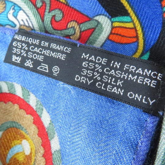HERMES scarf Main: 65% cashmere, Main: 35% silk blue multi Carre140 SOUS LEGIDE DE MARS Women Used Authentic