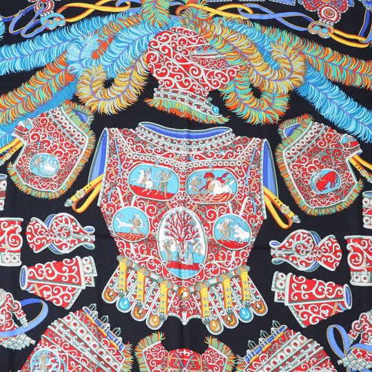 HERMES scarf Main: 65% cashmere, Main: 35% silk blue multi Carre140 SOUS LEGIDE DE MARS Women Used Authentic