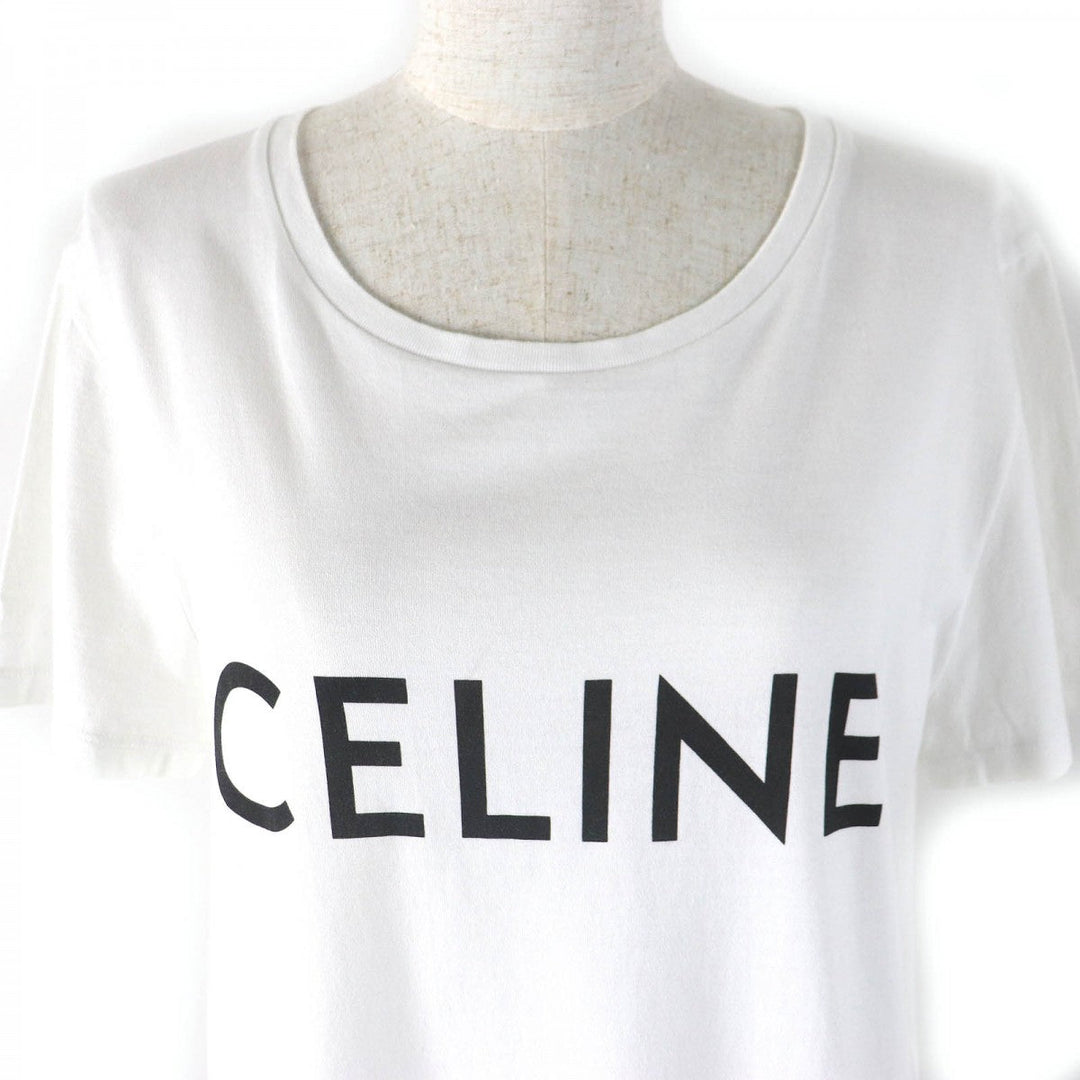 CELINE Short sleeve T-shirt 2X314916G Main: 100% cotton White black Women L Used Authentic