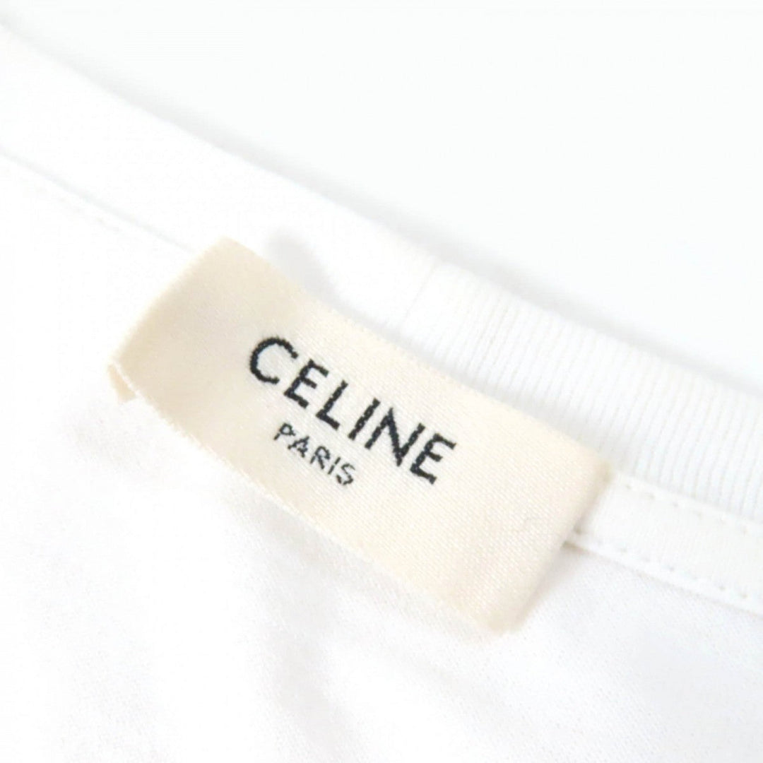 CELINE Short sleeve T-shirt 2X314916G Main: 100% cotton White black Women L Used Authentic