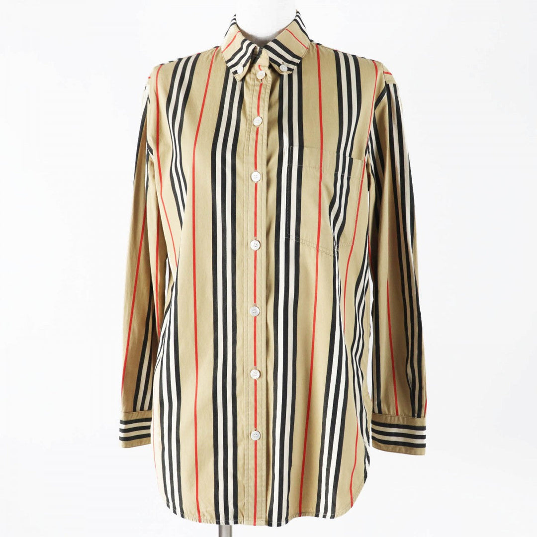 BURBERRY Long sleeve shirt 8011359 Main: 100% cotton beige Women 36 Used Authentic