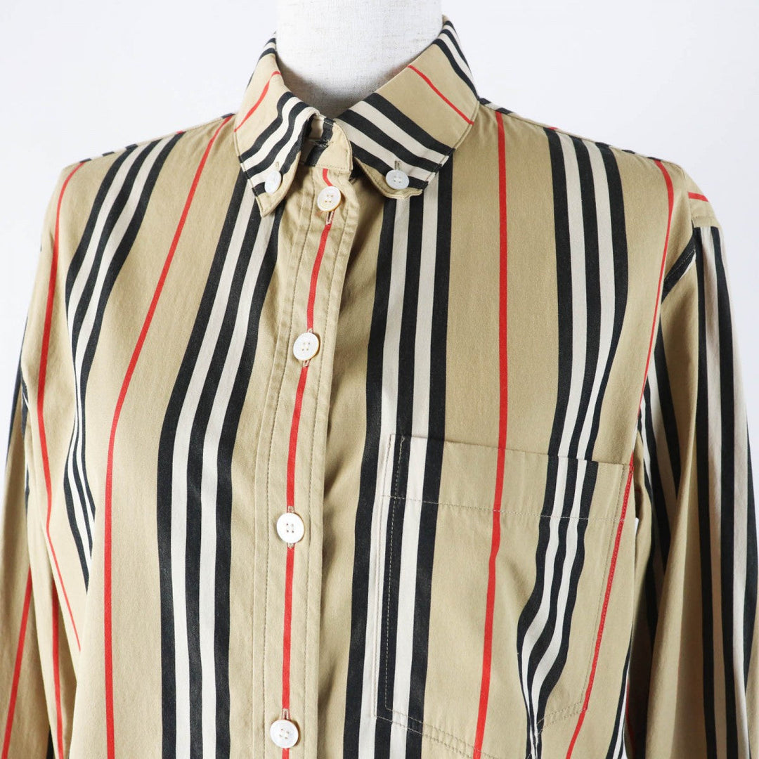 BURBERRY Long sleeve shirt 8011359 Main: 100% cotton beige Women 36 Used Authentic
