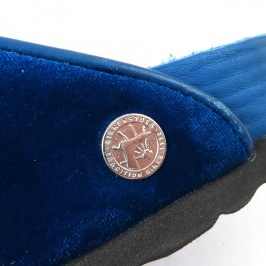 MANOLO BLAHNIK Mule Main: Velvet blue Billikenstock collaboration Boston Women 37 Used Authentic