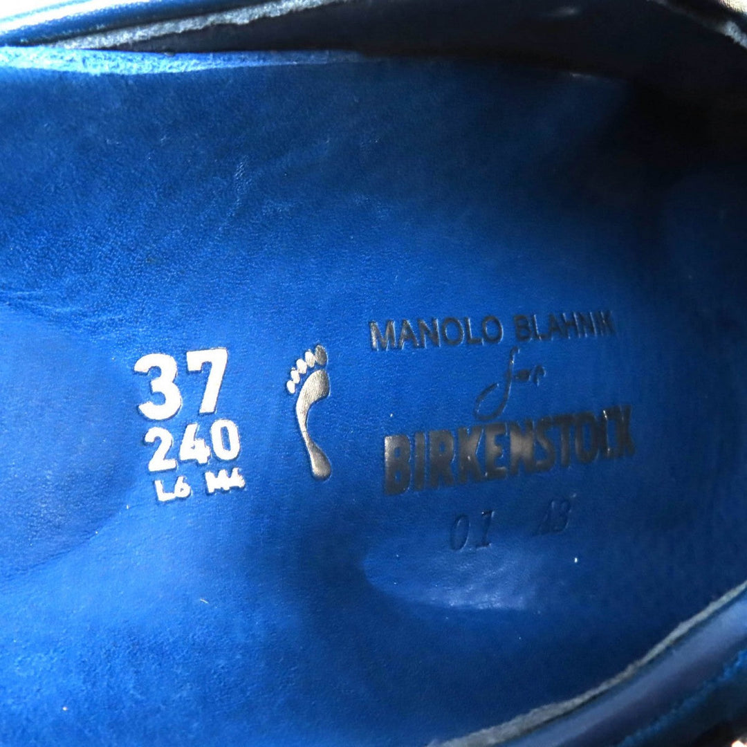 MANOLO BLAHNIK Mule Main: Velvet blue Billikenstock collaboration Boston Women 37 Used Authentic