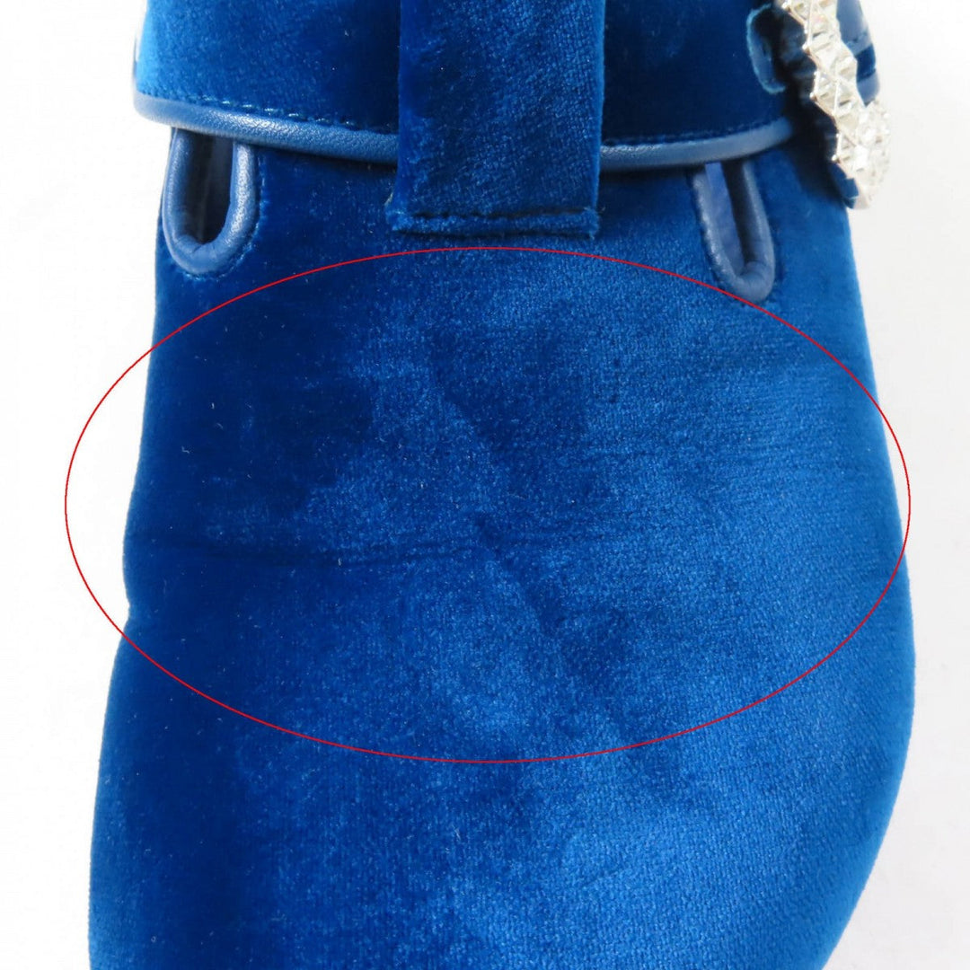 MANOLO BLAHNIK Mule Main: Velvet blue Billikenstock collaboration Boston Women 37 Used Authentic