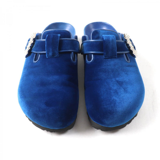 MANOLO BLAHNIK Mule Main: Velvet blue Billikenstock collaboration Boston Women 37 Used Authentic