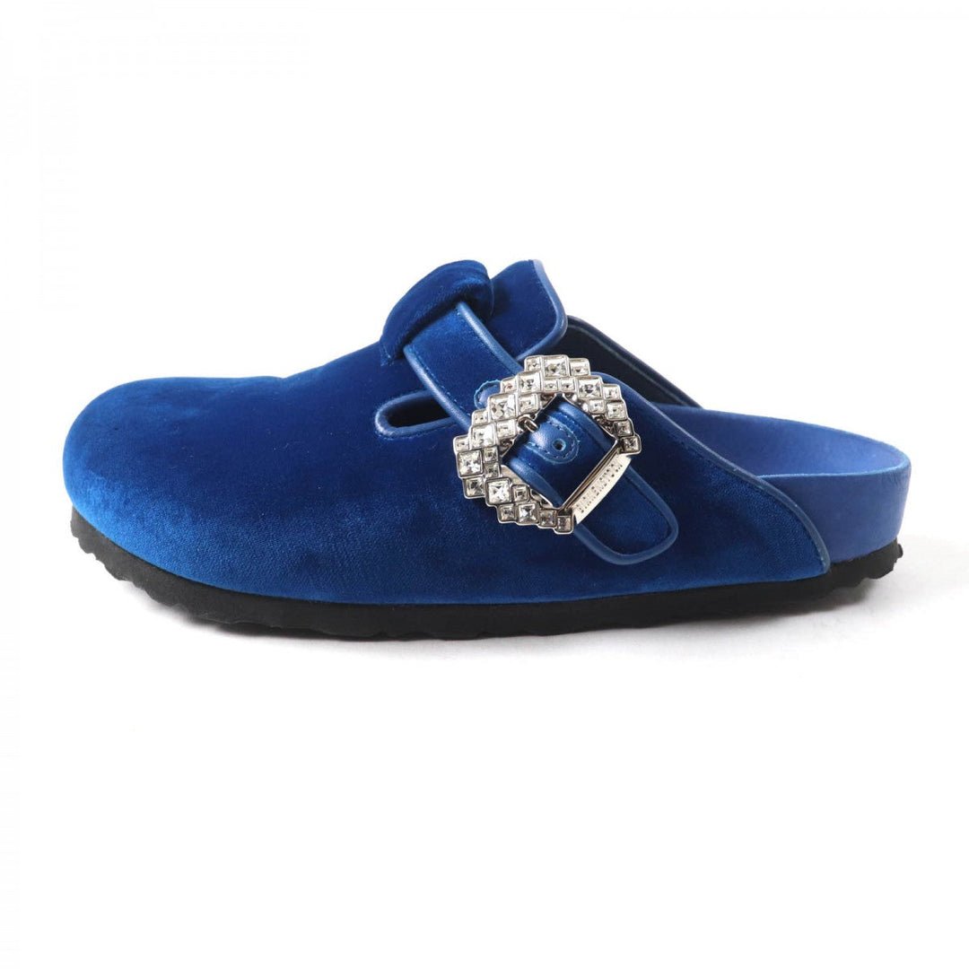 MANOLO BLAHNIK Mule Main: Velvet blue Billikenstock collaboration Boston Women 37 Used Authentic