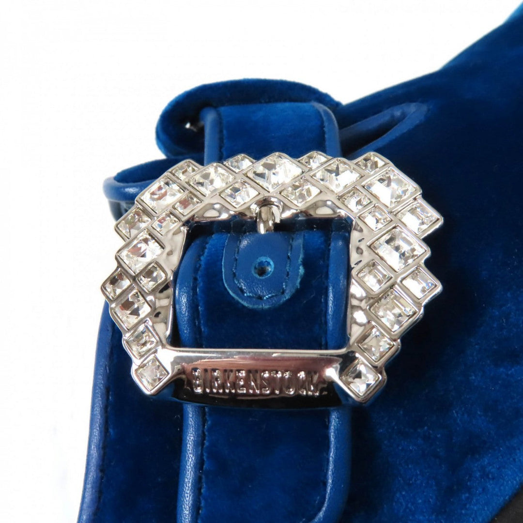 MANOLO BLAHNIK Mule Main: Velvet blue Billikenstock collaboration Boston Women 37 Used Authentic