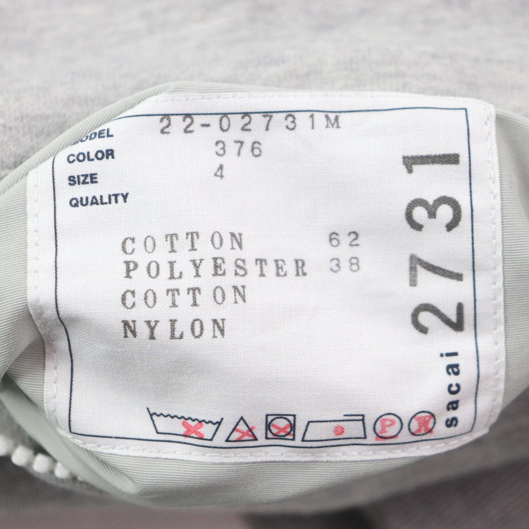 Sacai pullover 22-02731M Outer: 62% cotton, Outer: 38% polyester, Part: 60% cotton, Part: 40% nylon, Part: 70% cotton gray Sponge Sweat Pullover mens 4 Used Authentic