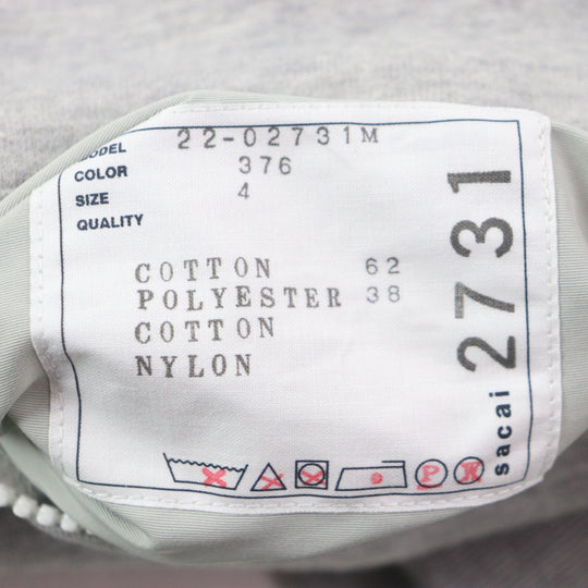 Sacai pullover 22-02731M Outer: 62% cotton, Outer: 38% polyester, Part: 60% cotton, Part: 40% nylon, Part: 70% cotton gray Sponge Sweat Pullover mens 4 Used Authentic