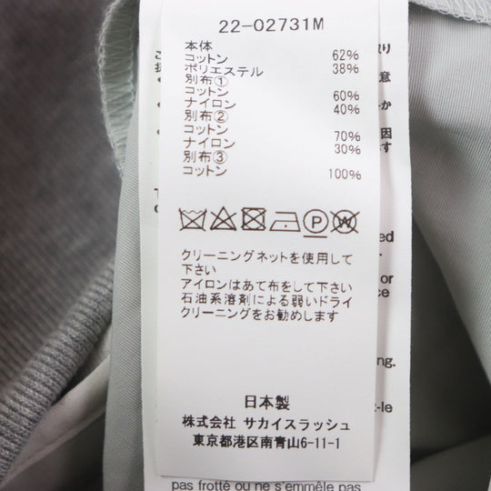 Sacai pullover 22-02731M Outer: 62% cotton, Outer: 38% polyester, Part: 60% cotton, Part: 40% nylon, Part: 70% cotton gray Sponge Sweat Pullover mens 4 Used Authentic