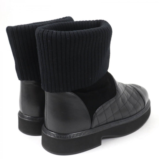 CHANEL short boots G38185 Main: Leather, Part: Suede leather black Women 36.5 Used Authentic