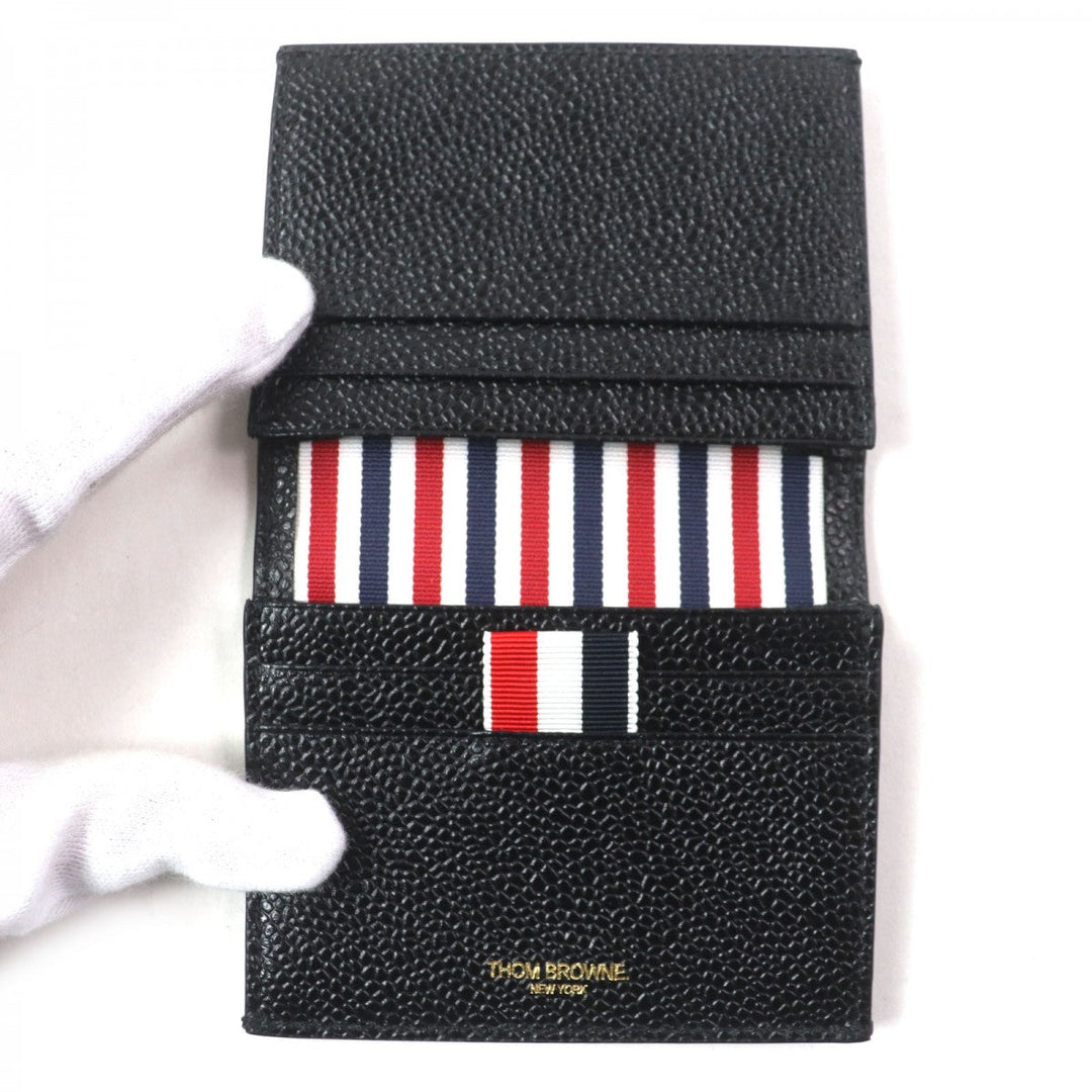 THOM BROWNE Pass case MAW021L-00198 Main: Pebble grain leather black Double Card Holder mens Used Authentic