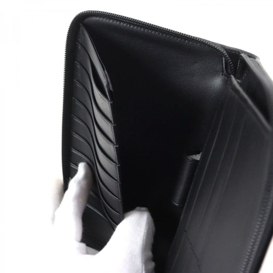 MONTBLANC Long Wallet Purse 115841 Part: Leather black Night Flight Travel Wallet mens Used Authentic