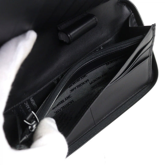 MONTBLANC Long Wallet Purse 115841 Part: Leather black Night Flight Travel Wallet mens Used Authentic